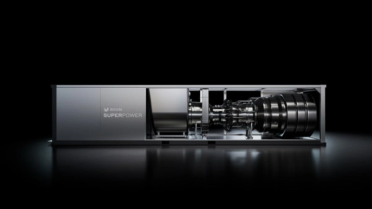 Boom’s stationary gas turbine shown in a product rendering.